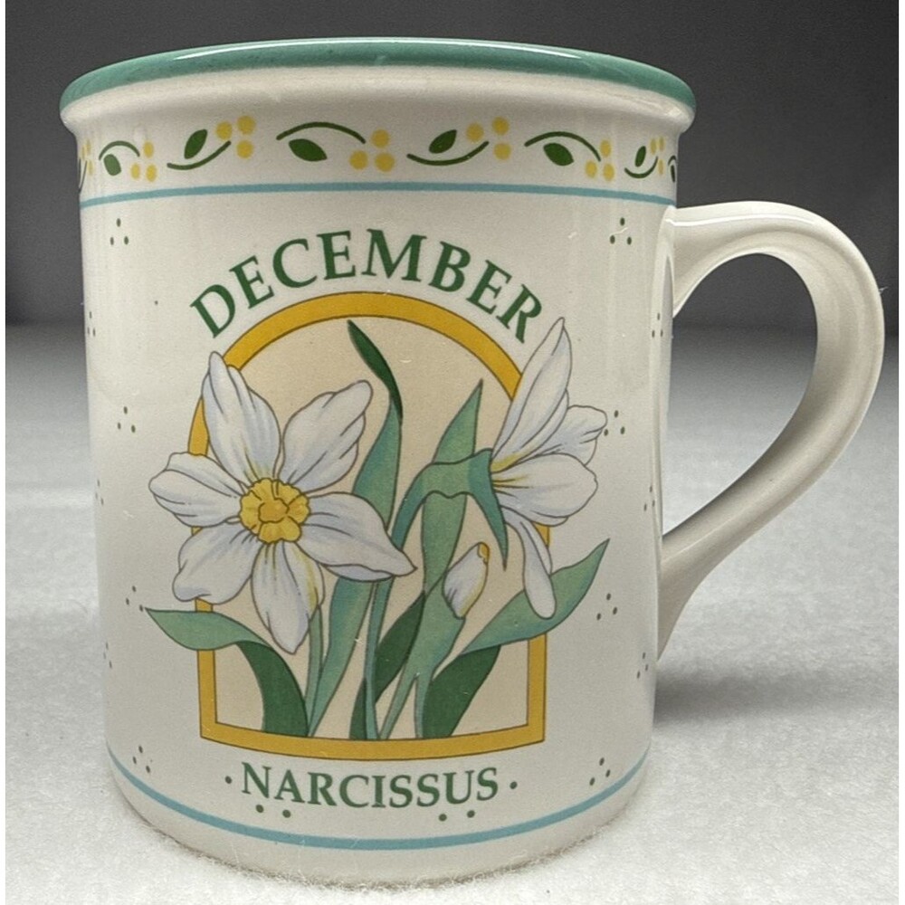 Papel Freelance December Narcissus Mug Language of Flowers Coffee Cup Vintage